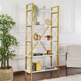 Nordure Elysian Estantería Blanco y Dorado